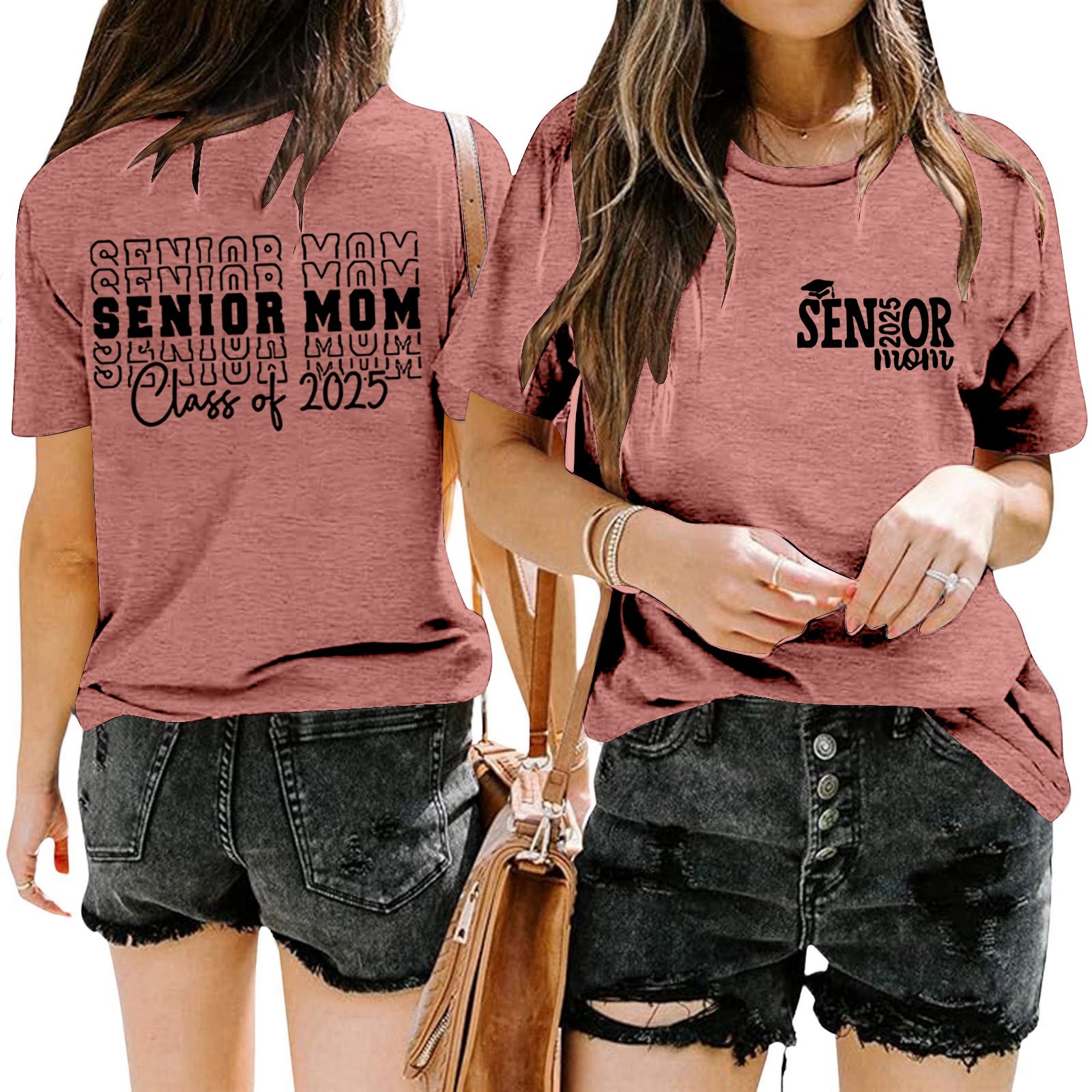 thumbnail image 2 of Camiseta de graduación para madres mayores - Promoción de 2025, poliéster-algodón, tallas S-XXL, manga corta, estampado divertido, 2 of 4
